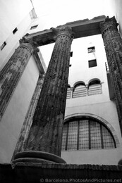 Barcelona Roman Stone Pillars Black & White Photo.jpg