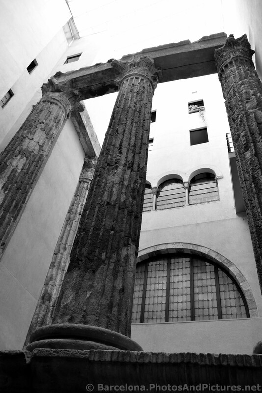 Barcelona Roman Stone Pillars Black & White Photo.jpg