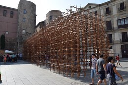 Wooden Sticks Cubic Sculpture next to Barcelona Cathedral.jpg