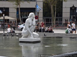 Marble Nude Woman Statue in Fountain of Placa Catalunya.jpg